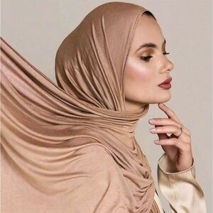 Super soft and stretchy jersey hijabs shawl Tan scarf